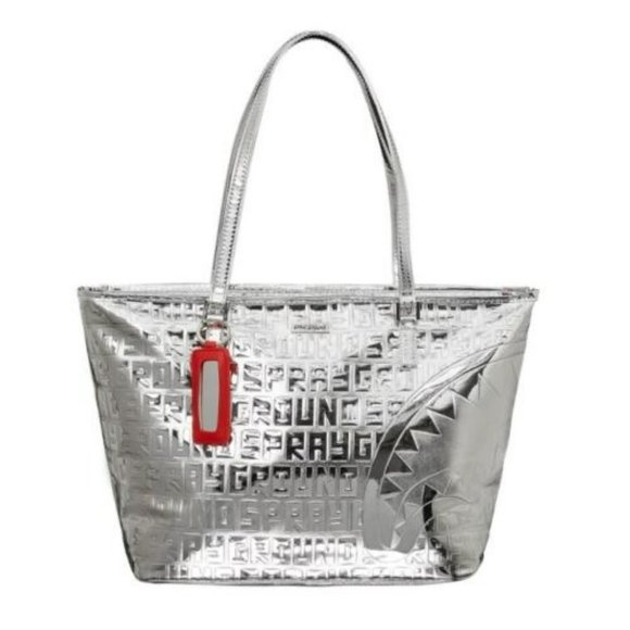 Sprayground Handbags - NEW- Sprayground Future Titan Metallic Silver Tote Limited Edition
